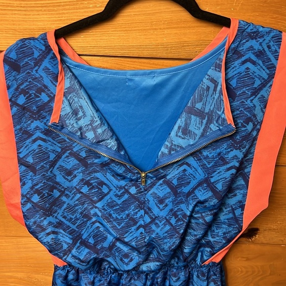Charming Charlie Dress Womens Blue Fit‎ Flare Geometrical Pattern Crewneck M Y2K - Picture 8 of 9
